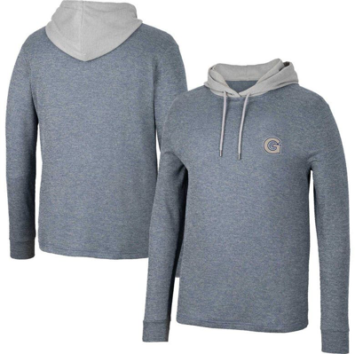 Colosseum Navy Georgetown Hoyas Ballot Waffle-knit Thermal Long Sleeve Hoodie T-shirt