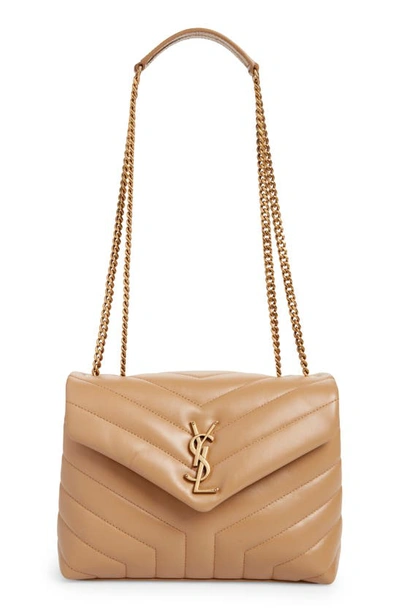 Saint Laurent Loulou Small Leather Shoulder Bag In Natural Tan