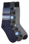 Lorenzo Uomo Dot & Houndstooth Crew Socks In Charcoal