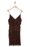 Bcbgeneration Metallic Pleated Mini Dress In Metallic Gold Combo