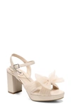 Lifestride Last Dance Platform Sandal In Bone White Faux Leather,fabric