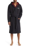 L.l.bean Rugby Flannel Lined Hooded Robe In Ink Black/ Rob Roy