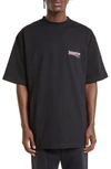 Balenciaga Campaign Logo Oversize Cotton Graphic Tee In Black White