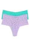 Hanky Panky Assorted 2-pack Retro High Waist Thongs In Agave/ Wisteria