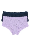 Hanky Panky Assorted 2-pack Lace Boyshorts In Nori/ Wisteria