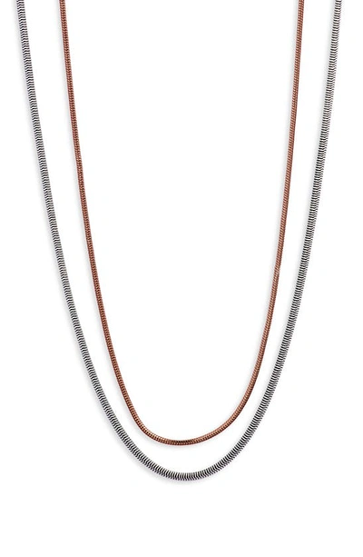 Nordstrom Assorted Set Of 2 Snake Chain Necklaces In Silverhocolate