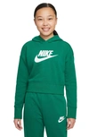 Nike Kids' Sportswear Kids' Club Crop Hoodie In Malachite/ White