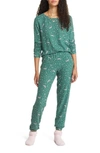 Bp. Print Brushed Knit Pajamas In Green Hunter Winter Night