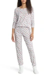 Bp. Print Brushed Knit Pajamas In Grey Micro Festive Cactus