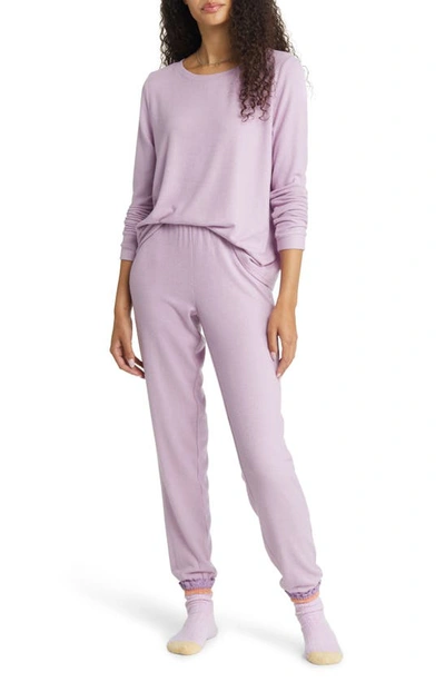 Bp. Print Brushed Knit Pajamas In Purple Herb Marl