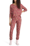 Bp. Print Brushed Knit Pajamas In Red Russet Lanterns