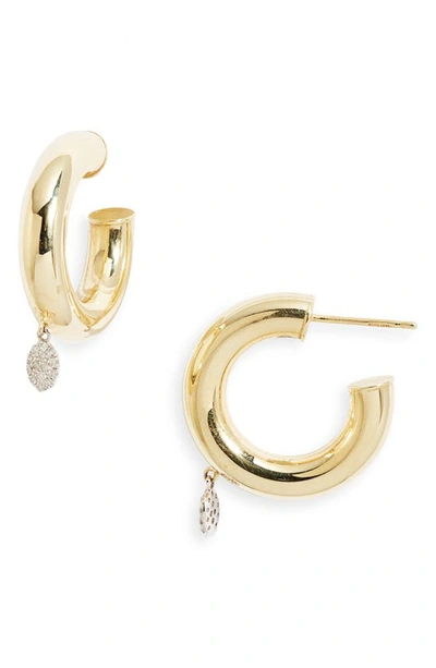 Meira T Diamond Disc Hoop Drop Earrings In Gold