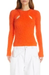 Isabel Marant Alford Cutout Layered Fuzzy Knit Sweater In Orange