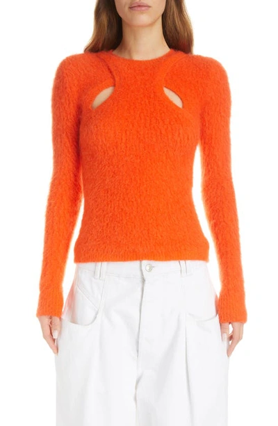 Isabel Marant Alford Cutout Layered Fuzzy Knit Sweater In Multicolor