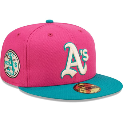 New Era Pink/green Oakland Athletics Cooperstown Collection 1972 World Series Passion Forest 59fifty In Pink,green