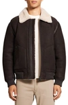 THEORY FAUX SHEARLING LINED BOMBER JACKET