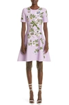 OSCAR DE LA RENTA PASSIONFLOWER JACQUARD FIT & FLARE DRESS