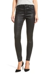 Ag The Farrah High Rise Skinny Jeans In Leatherette Super Black