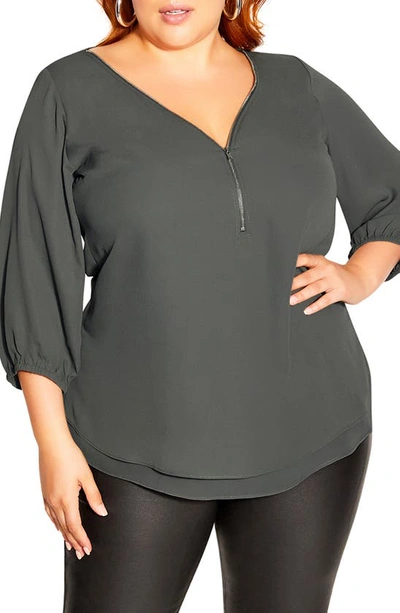 City Chic Sexy Fling Top In Deep Sage