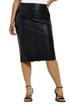 River Island Hybrid Faux Leather & Ponte Knit Midi Skirt In Black