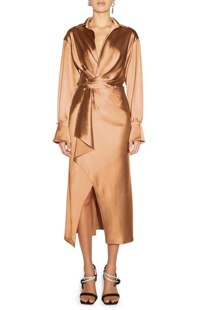 Simkhai Talita Draped-front Midi Wrap Dress In Beige | ModeSens