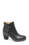 Halsa Footwear Rea Floral Embossed Leather Bootie In Black