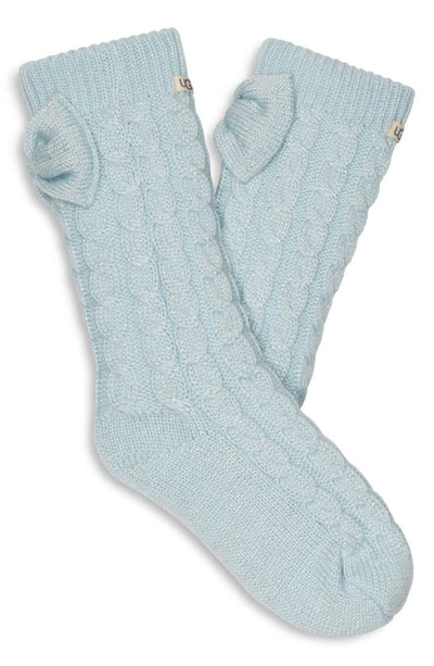 Ugg Laila Bow Fleece Lined Socks In Pool / Silver