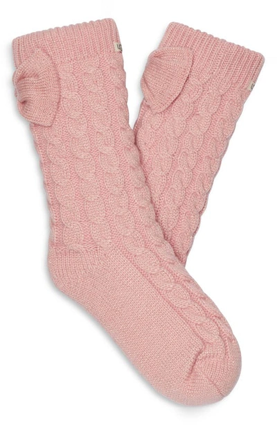 Ugg Laila Bow Fleece Lined Socks In Soft Kiss / Gold
