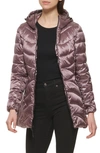 Cole Haan Signature Faux Down A-line Hooded Jacket In Mauve