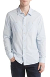 Travismathew Cloud Flannel Button-up Shirt In Heather Powder Blue