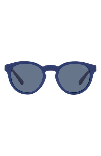 Polo Ralph Lauren 49mm Round Sunglasses In Royal Blue