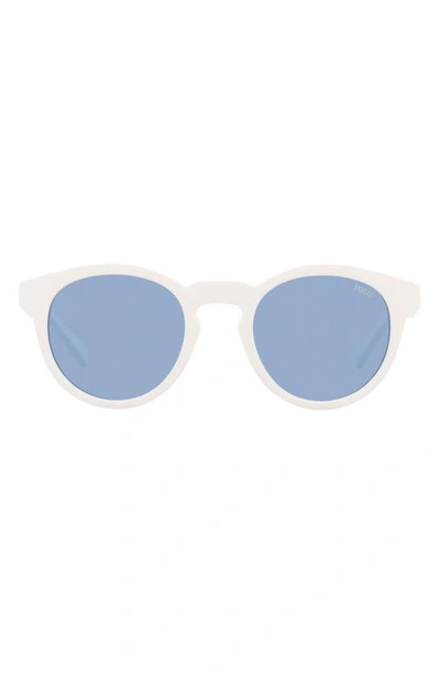 Polo Ralph Lauren 49mm Round Sunglasses In White