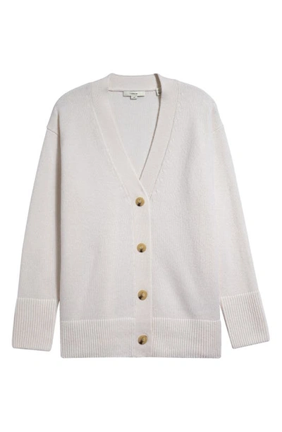 Vince Wool-blend Weekend Ribbed Cardigan In Off White