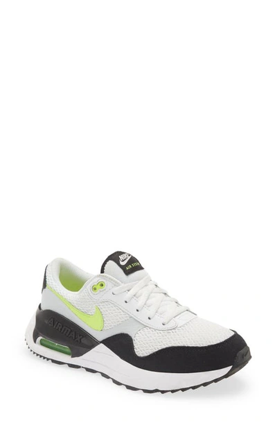 Nike Kids' Air Max Systm Sneaker In White/ Black/ Volt/ Platinum