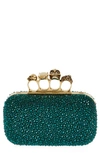 Alexander Mcqueen Crystal Embellished Jeweled Clutch In Emerald Green