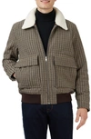 BEN SHERMAN HERITAGE CHECK COAT WITH FAUX SHEARLING COLLAR