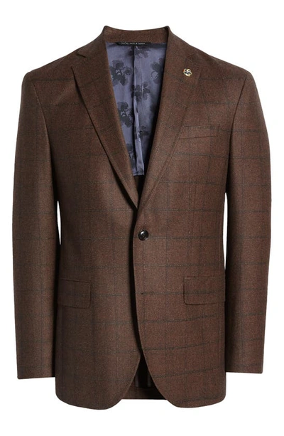 Ted Baker Karl Slim Fit Soft Construction Plaid Wool Sport Coat In Rust