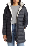 SAVE THE DUCK CLEO FAUX SHEARLING LINED LONG QUILTED COAT