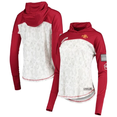Colosseum Gray/cardinal Iowa State Cyclones Oht Military Appreciation Mission Arctic Camo Hoodie Lon In Gray,cardinal
