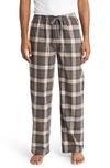 Majestic Homecoming Plaid Cotton Flannel Pajama Pants In Coffee