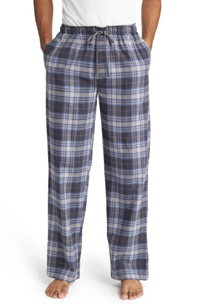 Majestic Homecoming Plaid Cotton Flannel Pajama Pants In Grey/ Blue