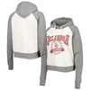 Pressbox Women's  Cream, Heather Gray Distressed Oklahoma Sooners Cody Tri-bend Raglan Pullover Hoodi In White