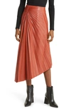 A.l.c Tracy Pleated Side-ruched Faux Leather Maxi Skirt In Red-drk