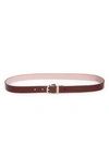 Kate Spade Reversible Leather Belt In Dark Merlot/ Evening Primrose