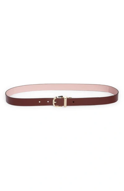 Kate Spade Reversible Leather Belt In Dark Merlot/ Evening Primrose