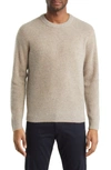 Vince Boiled Cashmere Crewneck Sweater In Camel Combo
