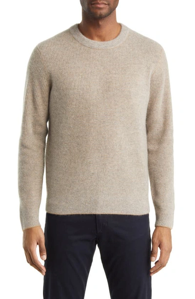 Vince Boiled Cashmere Crewneck Sweater In Camel Combo