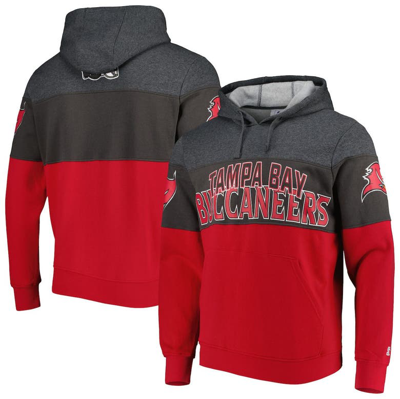 Starter Men's  Heather Charcoal, Red Tampa Bay Buccaneers Extreme Pullover Hoodie In Heather Charcoal,red