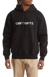 Carhartt Wip Logo Embroidered Drawstring Hoodie In Black / White