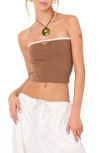 Edikted Colby Belted Cotton Blend Tube Top In Brown